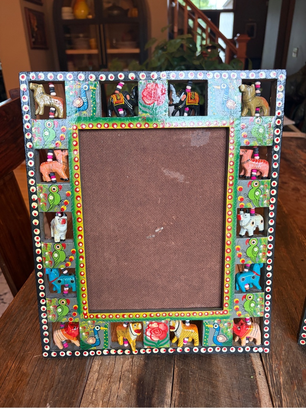 Hand-Painted Multicolor Folk Art Picture Frame